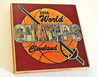 CLEVELAND CAVS CHAMPIONSHIP 2016 - 8x8 Handmade Wood Print