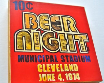 CLEVELAND Ten Cent Beer Night - 8x8 Handmade Wood Print