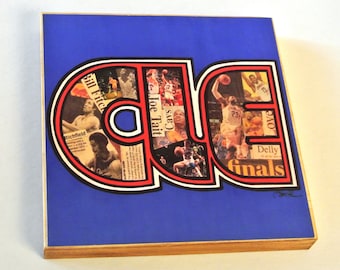 CLEVELAND CAVALIERS CLE Throwback Orange & Blue - 8x8 Handmade Wood Print