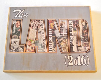 THE LAND of Champions 2016 - UFC Stipe Miocic, Lake Erie Monsters, Cleveland Cavs & Cleveland Indians - 8x10 Handmade Wood Print