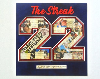 THE STREAK Cleveland Indians 22 Game Winning Streak 2017 - 8x8 Frameable Print