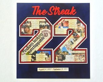 THE STREAK Cleveland Indians 22 Game Winning Streak 2017 - 8x8 Frameable Print