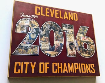 CLEVELAND CAVALIERS 2016 CHAMPIONSHIP | City of Champions 8"x10" Commemorative Wood Print | 10-Year Anniversary