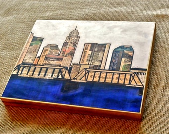 COLUMBUS OHIO SKYLINE - 8x10 Handmade Wood Print