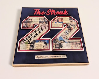 THE STREAK Cleveland Indians 22 Game Winning Streak 2017 - 8x8 Wood Print
