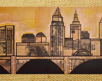 CLEVELAND OHIO SKYLINE - 12x30 Poster Print