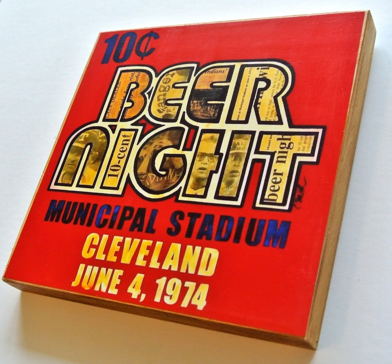CLEVELAND INDIANS Ten Cent Beer Night 8x8 Handmade Wood Etsy