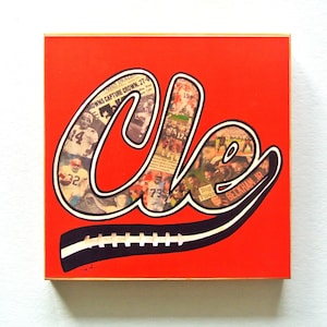 CLEVELAND BROWNS Script CLE  - 8x8 Handmade Wood Print