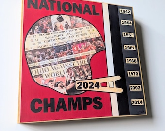 Scarlet & Gray 2024 College Championship-Inspired -- 8"x8" Commemorative Wood Print Art Panel