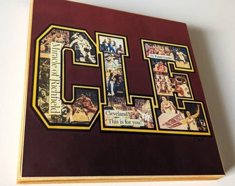 CLEVELAND CAVALIERS Varsity CLE - 8x8 Handmade Wood Print