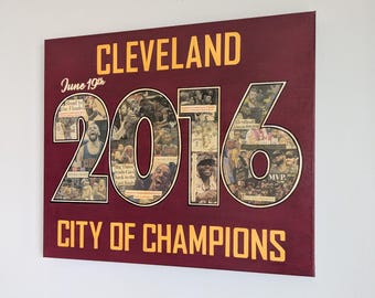 CLEVELAND CAVALIERS 2016 CHAMPIONSHIP Mixed Media Painting | City of Champions 20"x24" Original Art | 10-Year Anniversary | One Available!
