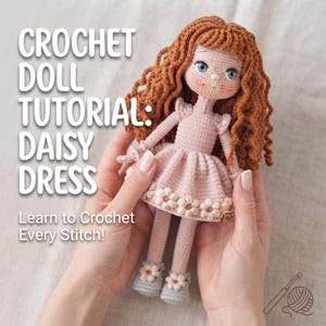 Curly hair crochet doll, handmade amigurumi girl doll, stuffed plush