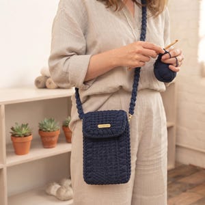 Crochet crossbody phone purse pattern, Lisbon mini bag PDF, 1-strap summer bag