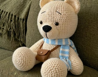 Edycja wzoru na misia amigurumi, proporcjonalna głowa, ramiona, pysk, wyraźne wykończenie