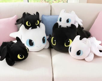 soft dragon plushie toothless toy, White dragon plush pillow doll, Cute HTTYD Gift cute monster