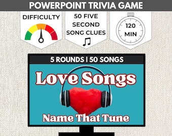 Love Song Name That Tune PowerPoint Game: Music Pub Trivia (Digital Slideshow with Sound)