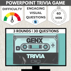 GENERATION X TRIVIA PowerPoint Game | 80s Trivia Slides for Adult | Gen X 90s Trivia Ppt | Pub Trivia | Trivial Pursuit | Class Reunion Game
