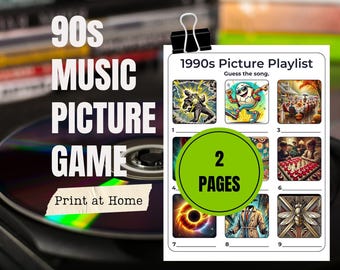 1990s Music Picture Quiz: 90s Pub Trivia Game (Printable PDF)