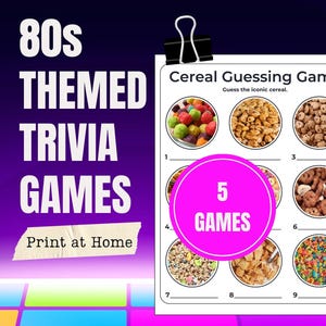 1980s PRINTABLE TRIVIA GAME Bundle | 80s Decades Theme Party Paper Game Pack Pdf | 40th Birthday Party Pub Quiz Sheets | 80s Print at Home