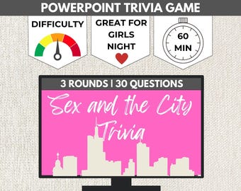 Juego de fiesta digital SEX and the CITY / Noche de juegos de trivia sobre televisión / Noche de trivia para mujeres / Noche de juegos para mujeres / Cena de Galentine