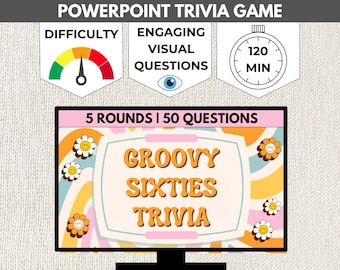 Juego de PowerPoint de trivia de los años 60: Fiesta de 70 cumpleaños genial (descarga digital)