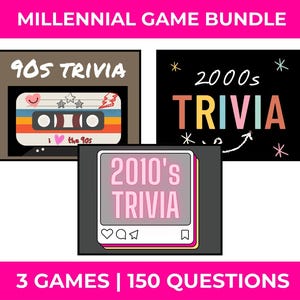 MILLENNIAL TRIVIA NIGHT Games Bundle | 1990s Trivia Game | 2000s Nostalgia Game | 2010s Trivia Download | 40th Birthday Trivia Party Game