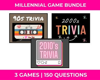 Paquete de juegos MILLENNIAL TRIVIA NIGHT / Juego de trivia de los 90 / Juego de nostalgia de los 2000 / Descarga de trivia de los 2010 / Juego de trivia para fiesta por el 40.° cumpleaños