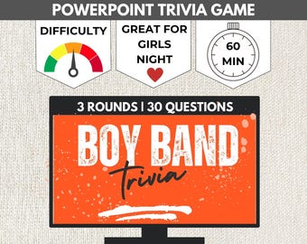 BOY BAND POWERPOINT Game | Music Trivia Night Slideshow | Pub Trivia Music Game Ppt | Girls Night In Digital Game Slides | Galentines Day