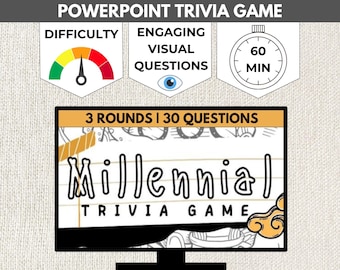 Juego de PowerPoint de trivia sobre la nostalgia de los años 2000 para adultos / Juego de trivia para fiestas de cumpleaños número 40 de la generación del milenio para grupos grandes / Fiesta temática de los años 2000 en formato digital