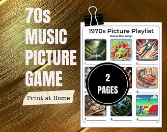 1970s Music Picture Game: 70s Song Trivia Party Quiz (Printable PDF)