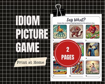 Juego de ADIVINANZAS con IMÁGENES / Cuestionario divertido y limpio para imprimir en PDF para la noche de juegos en familia / Rompehielos de papel, juego de ingenio para el trabajo