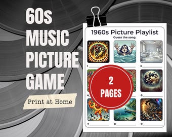 1960s Music Trivia Game: Name That Tune, Picture Clues (Digital Download)