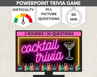 Juego de PowerPoint de trivia sobre cócteles: Fiesta de bebidas para adultos (Descarga digital)