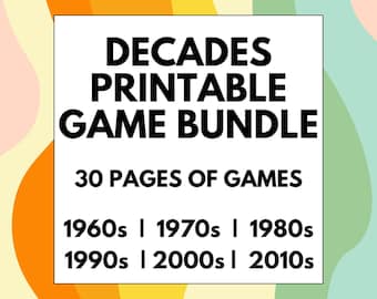 Paquete de trivias sobre las décadas: concurso de pub de los años 60, 70, 80 y 90 (PDF imprimible)