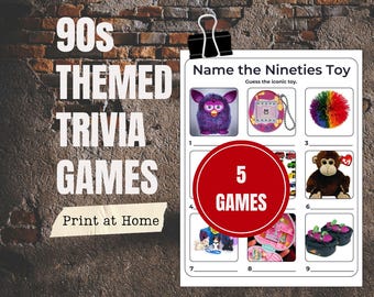 Juego de trivia de los 90: Música, TV e historia de los 90 (PDF imprimible)