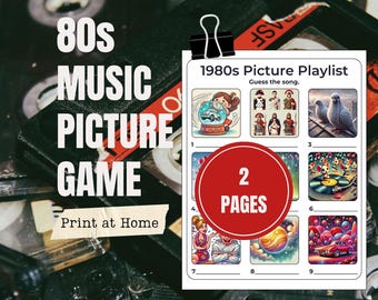 80s Music Picture Game: Guess That Tune Party Trivia (Printable PDF)