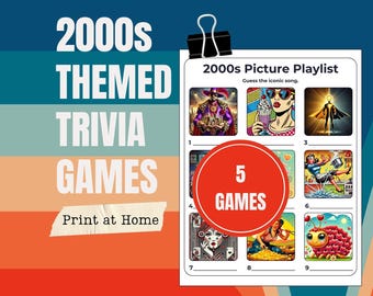 Paquete de juegos de trivia imprimibles de los años 2000 / Ideas para juegos de mesa para fiestas de cumpleaños número 30 / Noche de trivia en pubs de la generación del milenio en formato PDF / Cuestionario de trivia en papel para fiestas de oficina