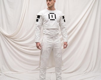 Costume en coton blanc inspiré de Boba Fett | Costume de cosplay pour homme | Ensemble gilet et jupe | Chasseur de primes