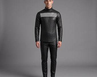 Combinaison de vol en cuir Dark Vador pour cosplay | Ensemble costume Sith côtelé | Tenue pour convention d'Halloween et Comic-Con