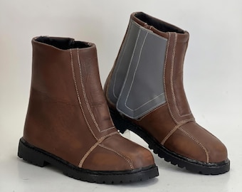 Botas Din Djarin para cosplay de Mandalorian, calzado de cuero / Botas de disfraz de cazarrecompensas de Star Wars / Botas Beskar hechas a mano, fieles a la película