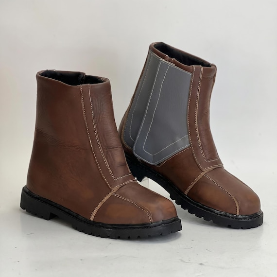 Din Djarin Boots Mandalorian Cosplay Leather Footwear | Star Wars Bounty Hunter Costume Boots | Screen Accurate Beskar Boots Handcrafted