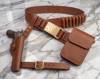 Ceinture de costume de cosplay Boba Fett | Étui de ceinture de chasseur de primes avec sangle de cuisse | Convention d'Halloween