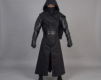 Costume de Kylo Ren avec robe à capuche | Robe en cuir matelassée de Seigneur Sith | Costume pour convention de BD d'Halloween fantastique