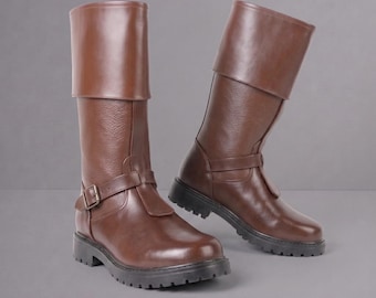 Bottes en cuir marron de Mace Windu | Chaussures de cosplay de super-héros Maître Jedi | Chaussures de costume de GN de science-fiction