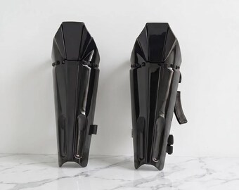 Protège-tibias inspirés de Dark Vador | Armure de jambe noire brillante pour cosplay | Accessoire de science-fiction fantastique pour Halloween