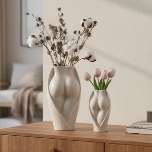 Irregular Ceramic Vase, Modern Dry Flower Holder, Tabletop Home Decor