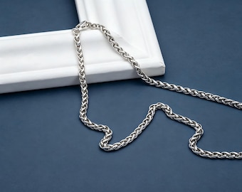 2,5 mm gevlochten ketting, vossenstaartketting, 925 zilveren ketting