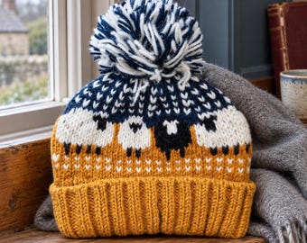 Gorro de punto con pompón de Bryan Hodukavich de Resident Evil, con estampado de ovejas, regalo de invierno inspirado en películas de terror para fans.