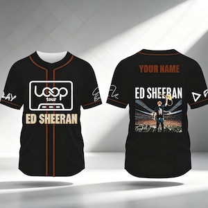 Ed Sheeran Tourtrikot 2026, Ed Sheeran Loop Tour 2026 Baseballtrikot, Trikot mit individuellem Namen, Sheerios Konzerttrikot, Geschenk für Musikliebhaber