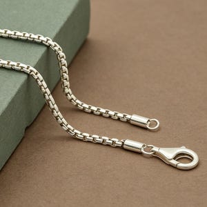 2 mm Box Chain 925 Silver Tunn Fyrkantig Box Chain Minimalistisk Halsband Tunn Kedja för Herr Kvinnor